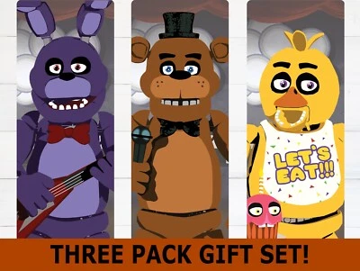 THE GEEK MONKEY 3 Piece Five Nights At Freddy's Bookmark Gift Set Handmade Original Art