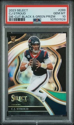 2023 Panini Select - Club Level C.J. Stroud #289 Black & Green Prizm Die-Cut...