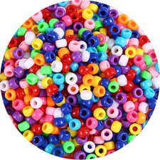 1000 Pcs Pony Beads, Multi-Colored Bracelet Beads for Hair Braids, Plastic Bead