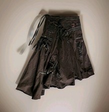 Spirit Vintage Y2K Brown Whimsigoth Fairy Grunge Asymmetric Patchwork Midi Skirt
