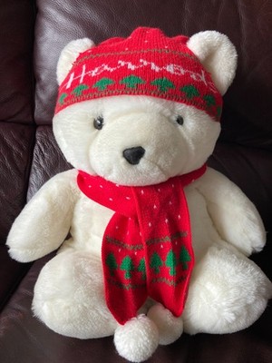 SUPERB RARE 1986 SNOWY WHITE HARRODS 1st EVER CHRISTMAS TEDDY BEAR BY CHOSUN
