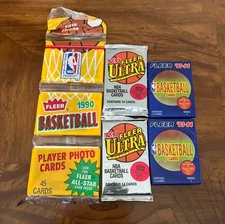 100 Unopened Old Vintage NBA Basketball Cards in 4 Wax Packs, 1 Rak Pack