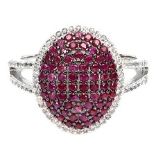 925 Sterling Silver Ring Ruby Myanmar Round Diamond Cut White Topaz Gemstone 9