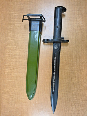 US Border Patrol 15'' WWII Style Survival Bayonet Knife with Scabbard