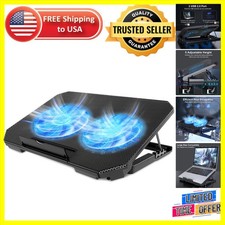 Dual Fan USB Laptop Cooling Pad with Adjustable Height  Sleek Black Finish