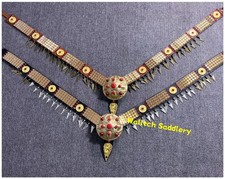 Arabian Akhal-Teke Show Breastcollar, Brass Leather Horse Breastplate