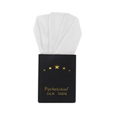 Men's Pre-Folded White Silk Pocket Square with Holder for Suit Jacket Style