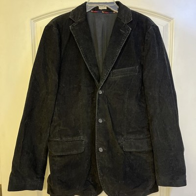 J Crew Sport Coat Men Medium Black Vintage Cord Corduroy Blazer Jacket Y2K Field