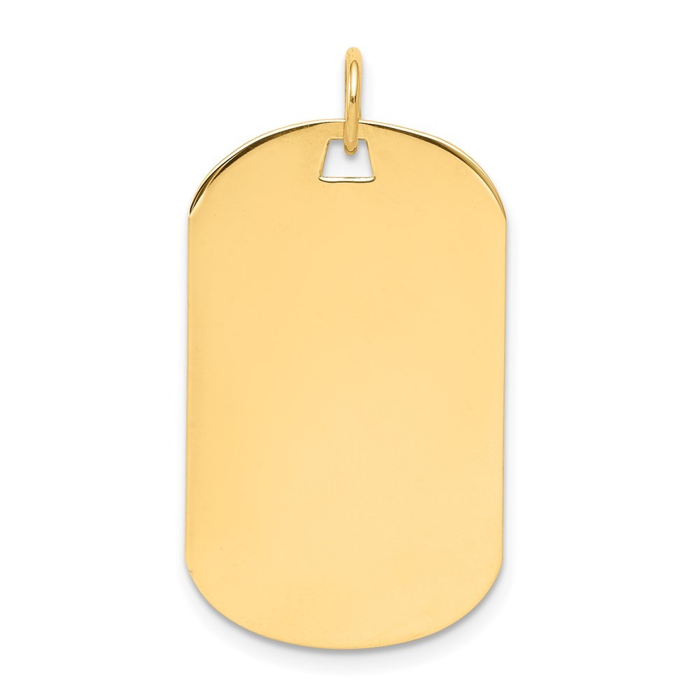 14k Yellow Gold Plain .035 Gauge Engraveable 28x17mm Dog Tag Disc Charm Pendant