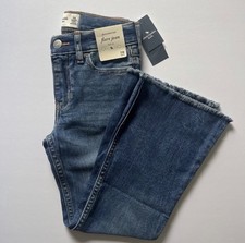NWT Abercrombie Kids Flare Jeans Girls 7/8 Adjustable Waist Blue Denim
