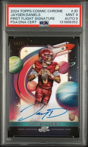 2024 TOPPS COSMIC CHROME FIRST FLIGHT #JD JAYDEN DANIELS 50/75 PSA 9 DNA AUTO 9