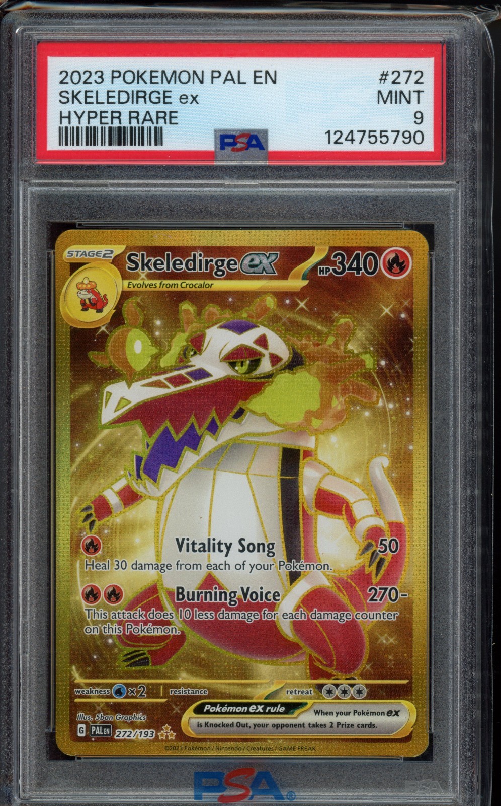 PSA 9 - 2023 Skeledirge ex 272/193 Sv02: Paldea Evolved Holo Pokemon