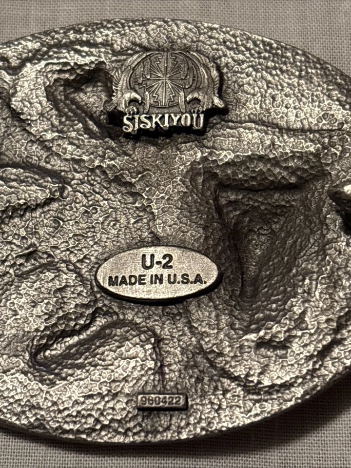 De colección 1996 Siskiyou Peltre Hombres Hebilla Cinturón Novillo Toro Calavera Motivo Desplazamiento Bolo Foto 4 de 4