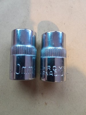 4 x 10 mm Chrom-Vanadium-Stahl 3/8'' Steckschlüsseleinsätze, 6 Punkt metrisch