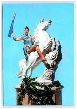 Humor Postcard Lock Up Your Sons Woman Statue Horse Costume Vintage