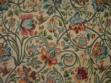 Jacobean Floral Tapestry Fabric Curtain Upholstery Cushion Use 15 Metre Roll