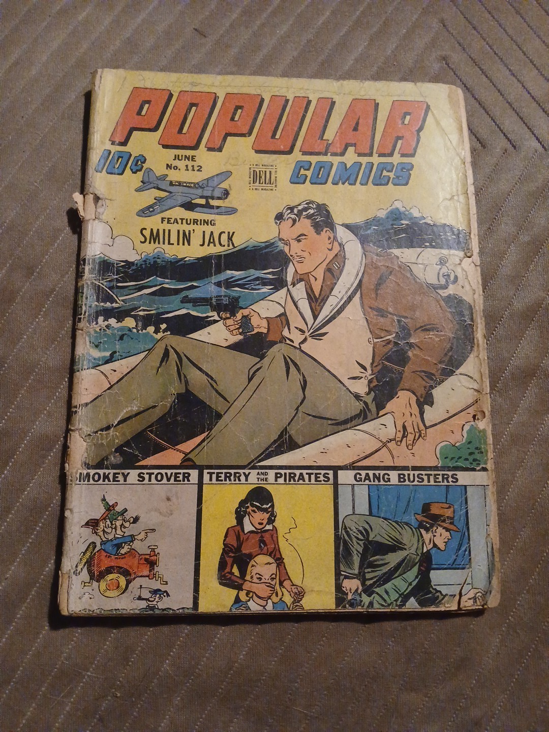 Golden Age Comic Book Popular Comics #112 Dell Comics Smilin Jack 1945 Ww2 Era 