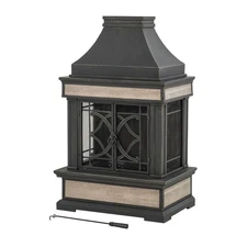 Sunjoy Heirloom Slate Wood Burning Fireplace - Black