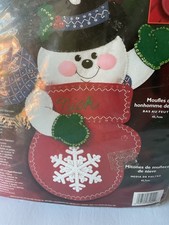 Bucilla felt Christmas Stocking kit, Snowman Mittens designed by Maria Stanziani