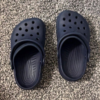Crocs Kids Blue Classic Clog Slip-On Shoes Round Toe Solid Flat, US 5