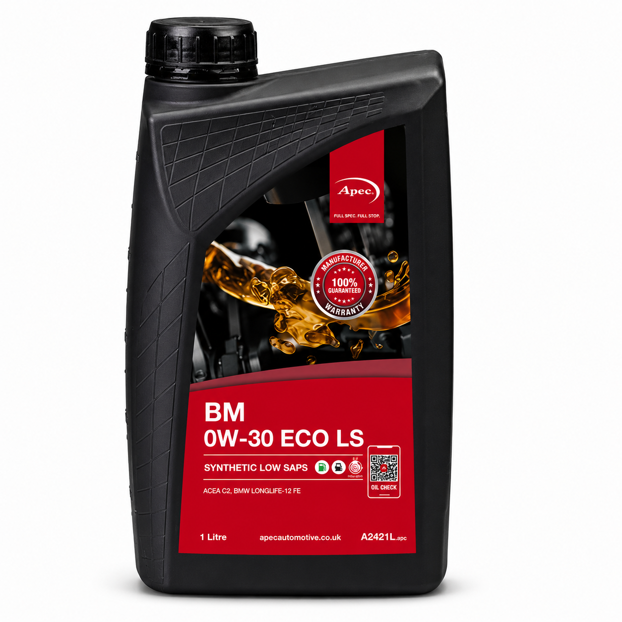 APEC BM 0W-30 ECO LS Fully Synthetic Engine Oil 1L | ACEA C2 BMW LL-12 FE
