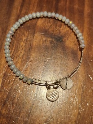 Alex And Ani White Beaded Expandable Silver Bangle Bracelet