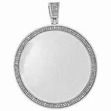 0.50 Ct Lab Created Diamond Medallion Picture Memory Frame Pendant White Finish