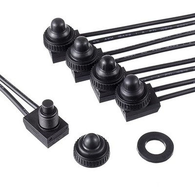 Waterproof Push Button Switch 12V ON/Off SPST Switch wi Size: 5PCSColor: Black