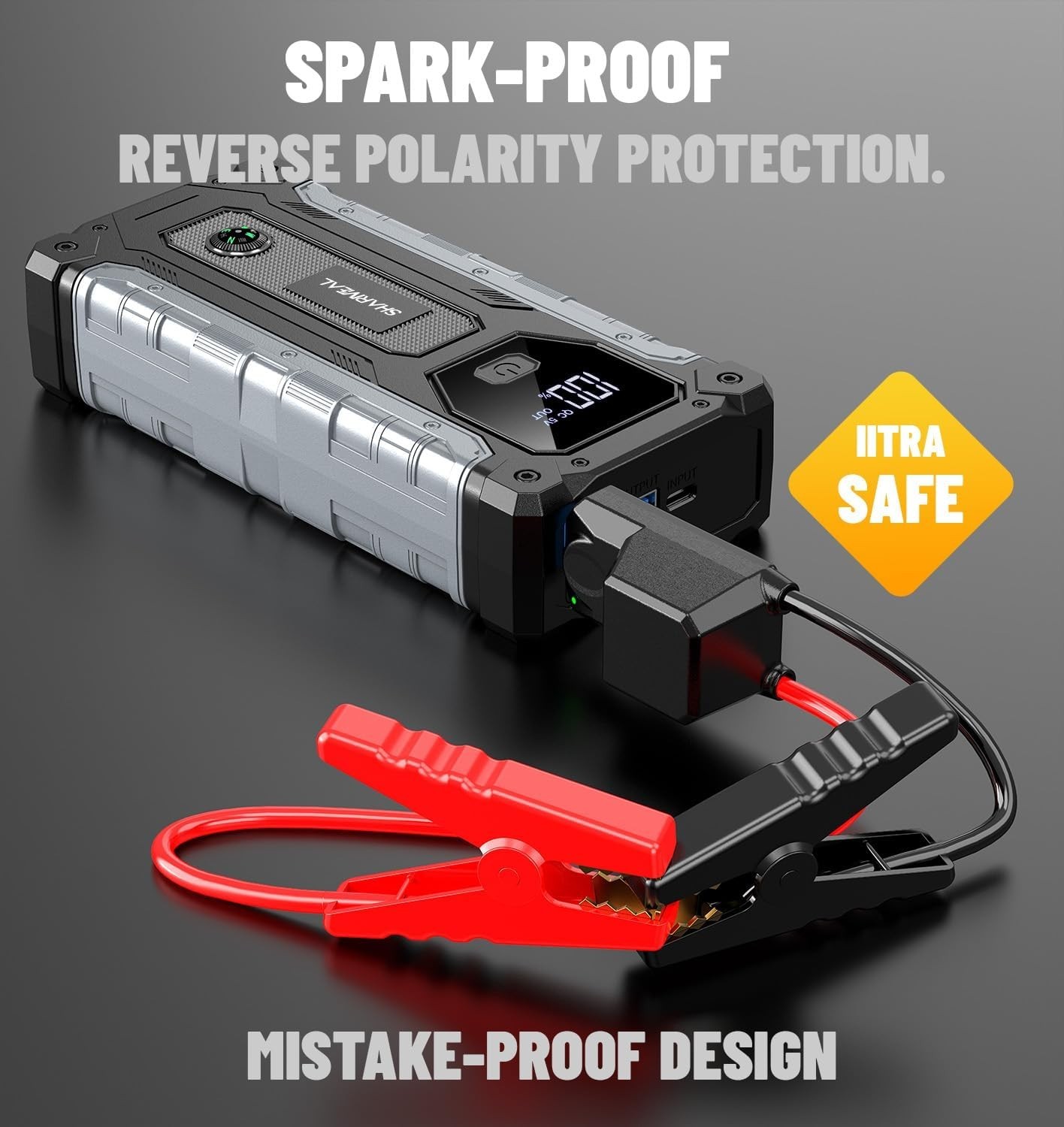 5000A Car Jump Starter with 400-Lumen LED, Portable Power Bank for All Vehicles