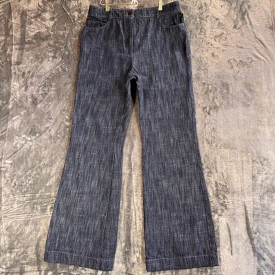 Akris Punto Pants Size 10 W30 L30.5 Blue Flare Bell Denim Style Dress Wool Blend