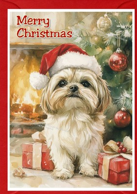 Shih Tzu Hund Weihnachtskarte A6 (4'' x 6'') - innen leer - Design von Starprint