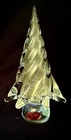 VINTAGE MURANO SWIRL GLASS GOLD DUST CHRISTMAS TREE - 7 IN
