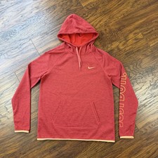 Nike Hoodie Womens M Red Dri-Fit Sweatshirt Drawstring Pullover Just Do It