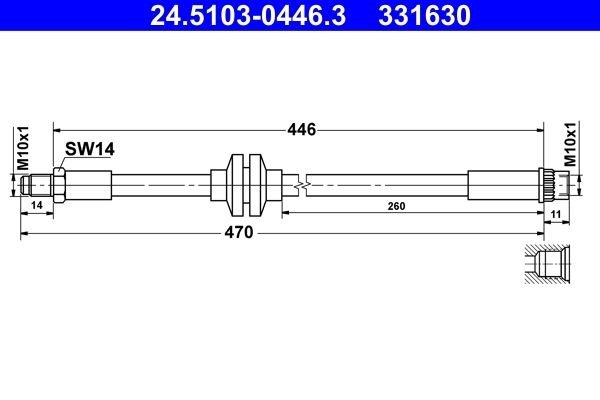 1 X Bremsschlauch ATE 24.5103-0446.3 FüR Renault Clio IV Zoe-image