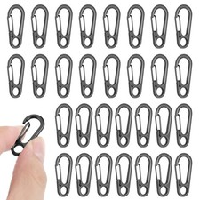 30 PCS Mini Carabiner Clip, Metal Spring Snap Hook Keychains Small, black