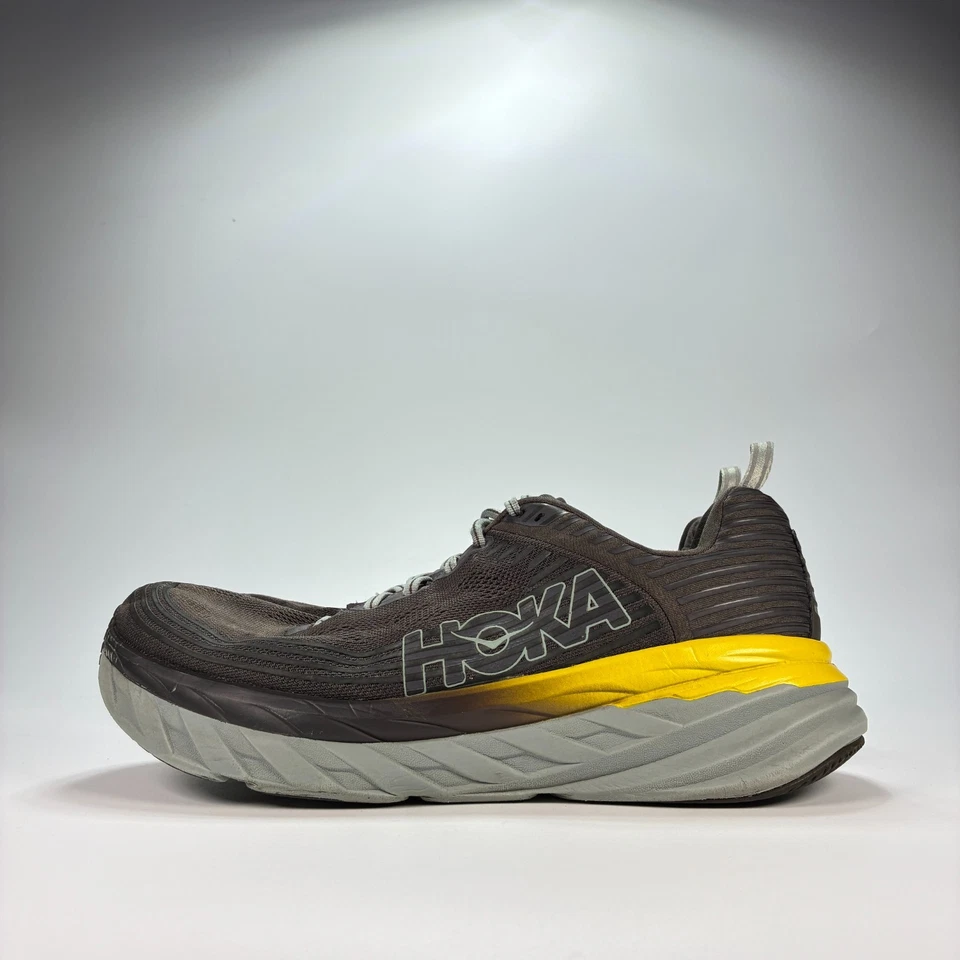 Hoka One One Bondi 6 Gray Yellow Running Shoes 1019269 BOPV Men’s Size 11.5 - Image 4 of 4