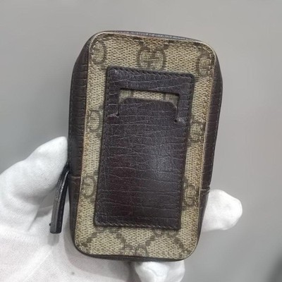 GUCCI Vintage GG Leather Canvas Cigarette Case Unisex Mens Womens Auth