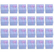 24Pcs Jewelry Box Organizer Purple Paperboard with Elegant Bowknot Ribbon