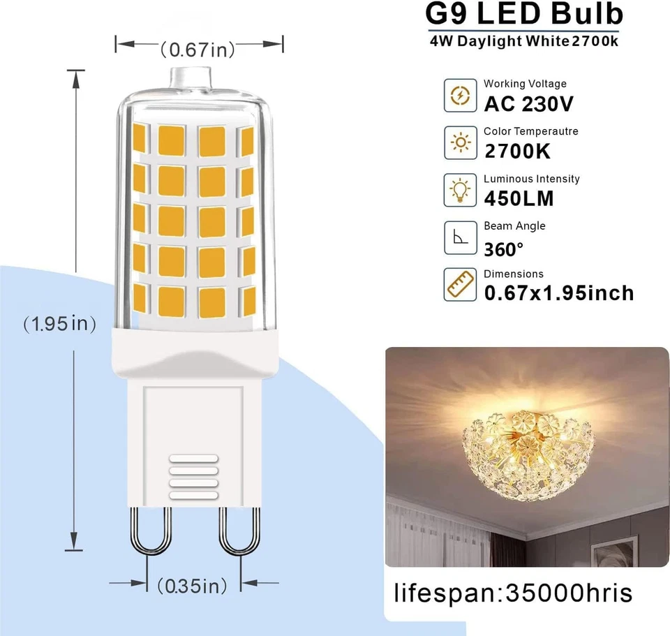 5PCS G9 LED Bulbs Dimmable T4 LED Bulb No-Flickering Energy Saving Chandelier - Image 3 of 4