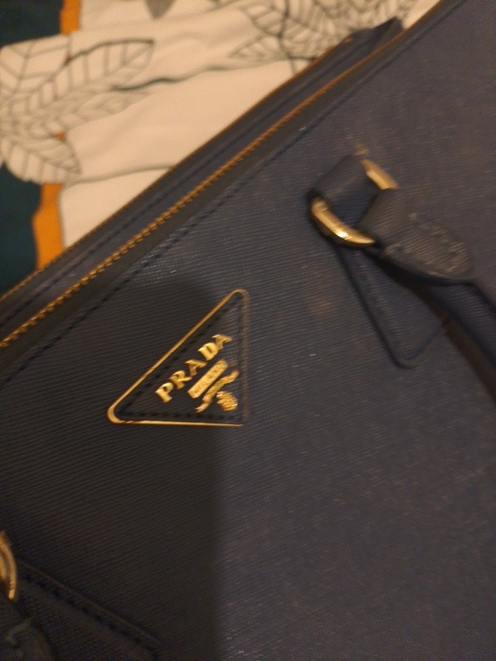 PRADA Saffiano Lux Shoulder Bag Blue Leather image 3