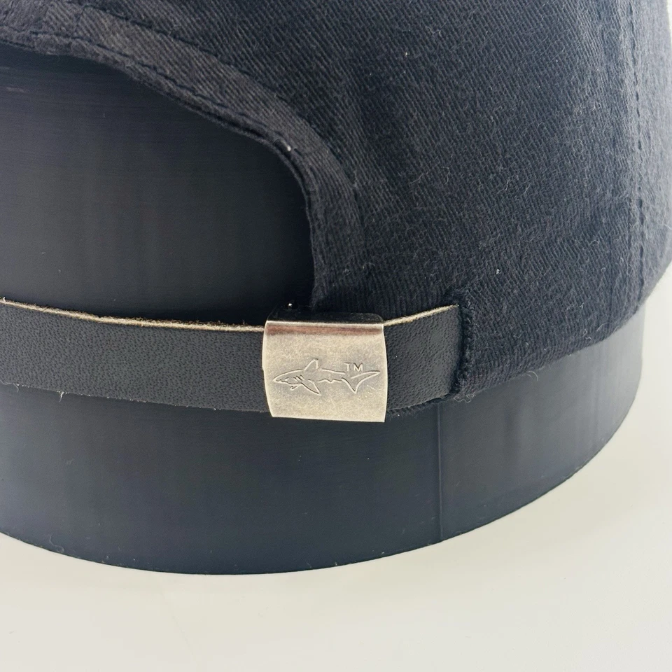 Vintage 1990's GREG NORMAN "Shark Attack" Golf SnapBack Hat Cap Black Blue - Image 4 of 4