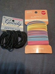 Goody Ouchles Hair Ties  Elastics Thick 15 count & Bonus 30 Piece Elastic 