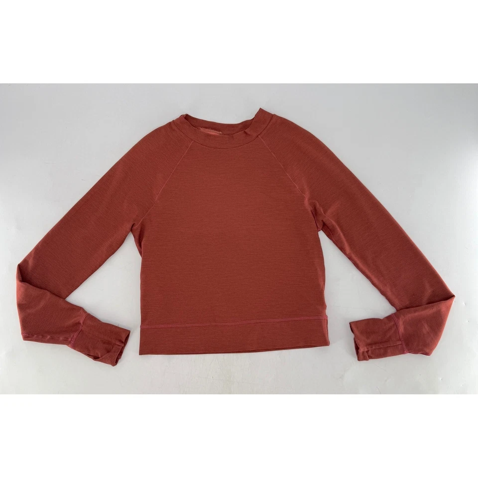 PrAna Pullover Rojo/Naranja Acanalado Crop Top Ropa Activa Camisa XS Sostenible Foto 4 de 4