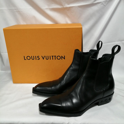 Louis Vuitton Black Leather Mens Chelsea Boots Ankle Shoe Size UK