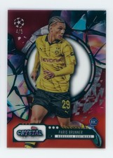 2023-24 Paris Brunner Topps Crystal Red Borussia Dortmund Rookie Soccer Card 4/5. rookie card picture