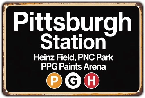 Pittsburgh Station Retro Tin Metal Signs Home Décor Vintage Heinz Field PNC Park
