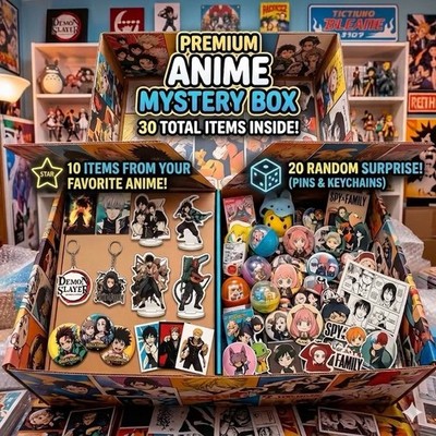 Anime Merchandise Mystery Box 30pcs |Choose Your Favorite Anime 10 Items Guarant