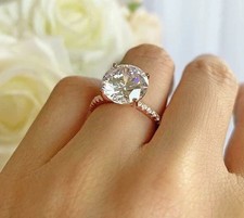 2 TCW Round Cut White Moissanite Engagement Ring In 14k Rose Gold Plated