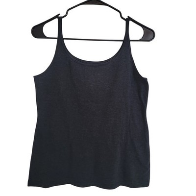 Eileen Fisher Tank Top Small Gray Stripe Cotton Casual Basic Cotton Round Neck