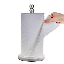 Towel Holder Countertop with Heavy Marble Base, Standing Towel Roll Holder fo...